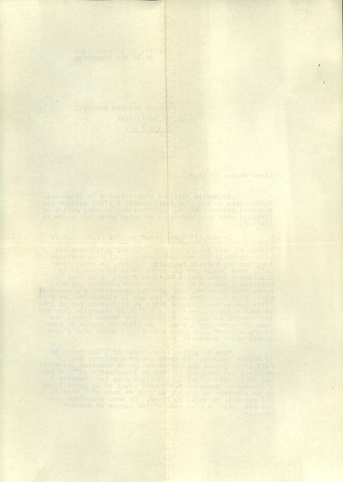 Επιστολή του Samuel Baud-Bovy προς τη Δέσποινα Μαζαράκη.