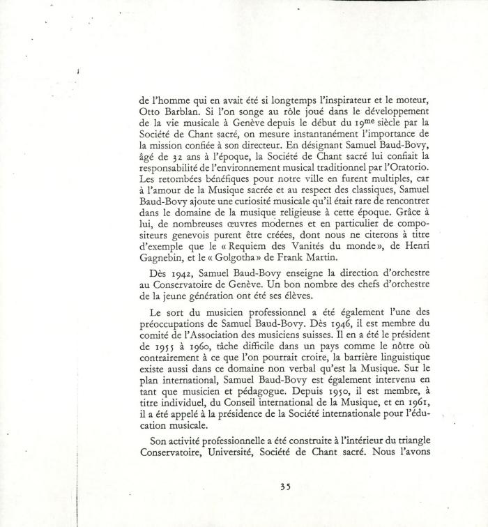 Raport de la sous-commission de musique présenté par M. Roger Aubert