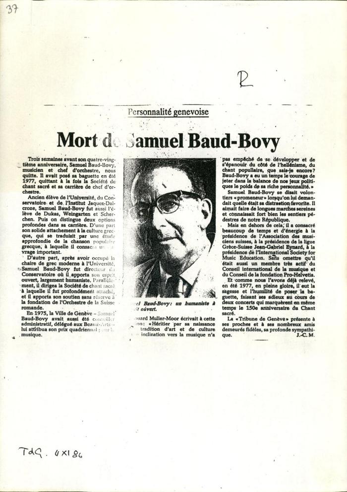 Mort de Samuel Baud-Bovy